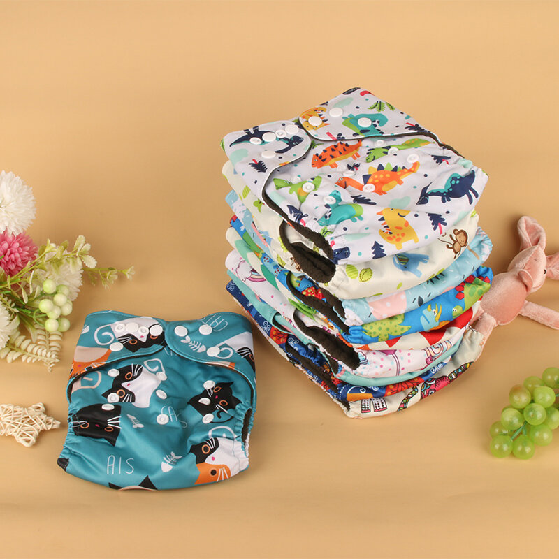 AIO-pañal de tela lavable ecológico para bebé, pañales ajustables ecológicos, insertos reutilizables, bolsa húmeda, pañal de bolsillo