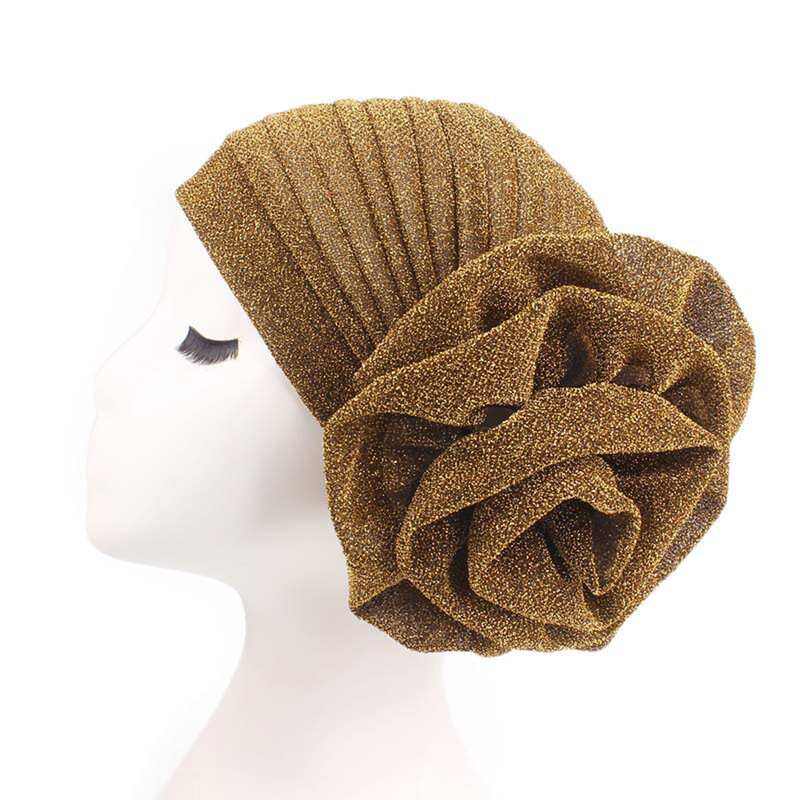 Damska Turban elastyczna brokatowa duże kwiatowe Chemo Beanie jednolity kolor elastyczna czapka chusta na głowę czapka na głowę Chemo