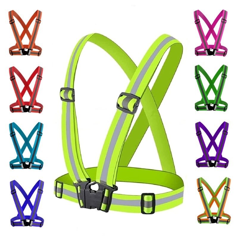 Adjustable Safety Vest Highlight Reflective Straps Elastic Band Night Running Riding Clothing Vest for Adults and Children
