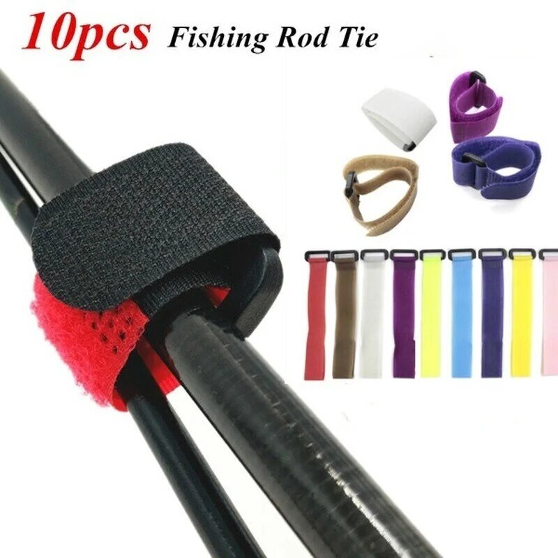 10 pz canna da pesca cravatta Holder20cm cinghia cinghia affrontare fascia elastica avvolgente strumenti di pesca all'aperto accessori cordino da pesca