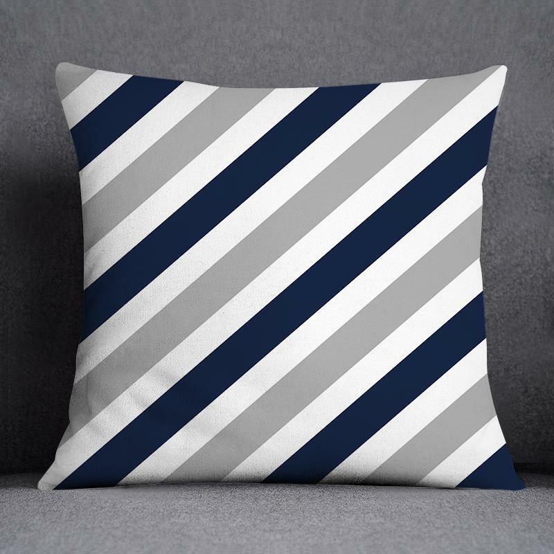 Чехол для подушки 45x45 см, Полиэстеровая синяя и серая наволочка с геометрическим рисунком, обивка, диванная подушка, домашний декор, наволочки