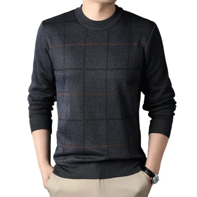 Pullover Men's Sweaters 2023 Korean Casual Warm Knitting Sweater Men O Collar Stretch Tight Sweater Slim Fit Knit Tops B67