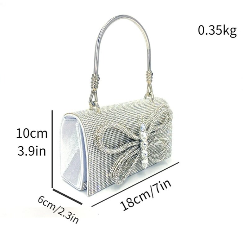 Funkelnde quadratische Kleider tasche elegante Abend handtasche glänzende Diamant Clutch Tasche Kleider tasche für Party Schmetterling Ketten tasche