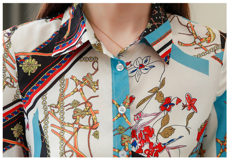 Camisas y blusas con estampado Floral para mujer, blusa informal de manga corta con botones y cuello vuelto