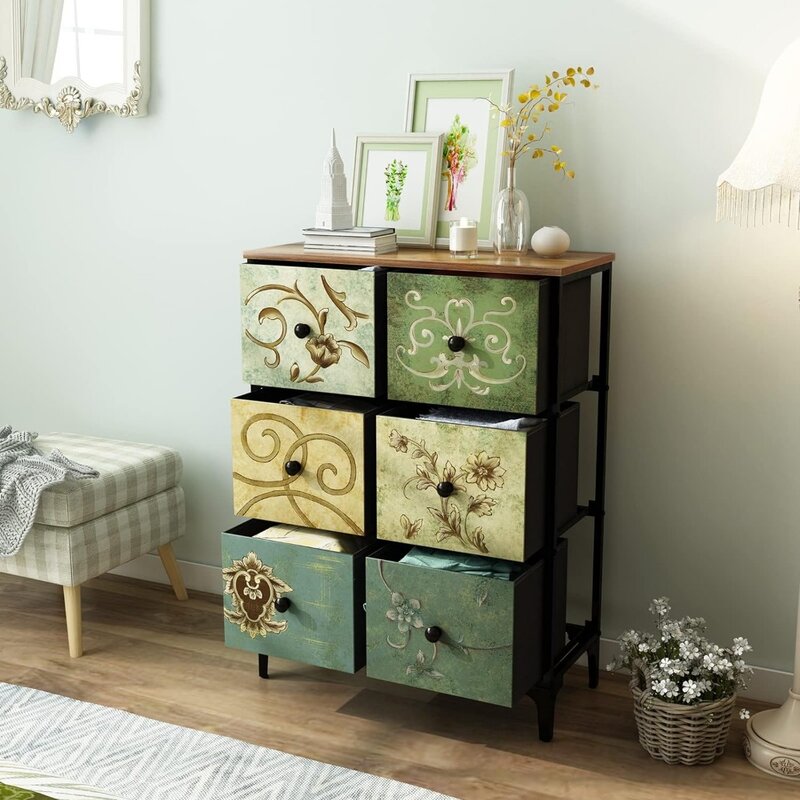 #Dresser with 6 Drawers, Tall Storage Dresser for Bedroom, Modern Chest of Drawers for Closet, Living Room, Nursery,