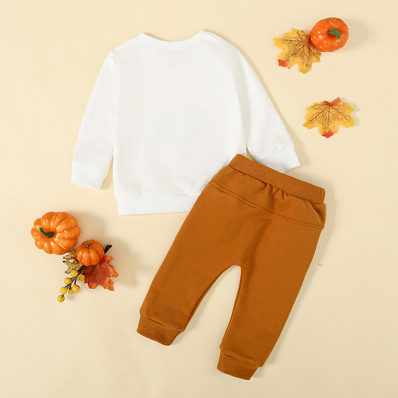 유아 아기 소년 소녀 추수감사절 복장, 작은 터키 크루넥 맨투맨 셔츠 바지 세트, 추수감사절 옷