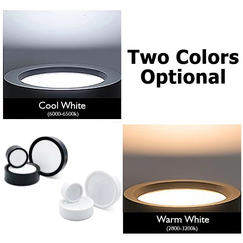 Lámpara LED de techo montada en superficie, foco blanco cálido y frío para el hogar, Panel redondo, 9 W, 12W, 15W, 18W, 110V, 220V