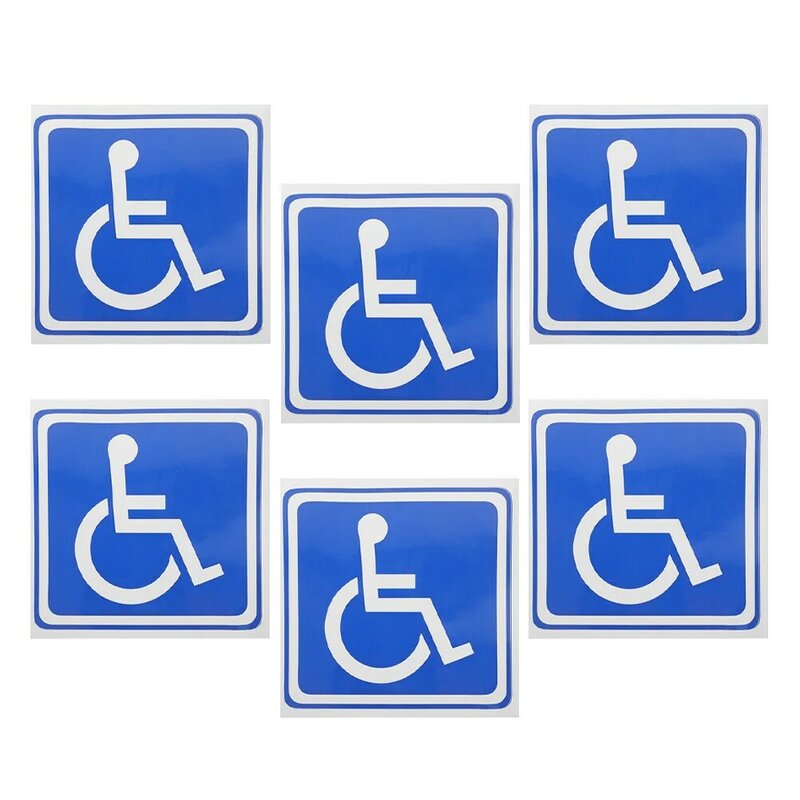 6 lembar cacat tanda parkir stiker Kursi roda perekat simbol kursi roda