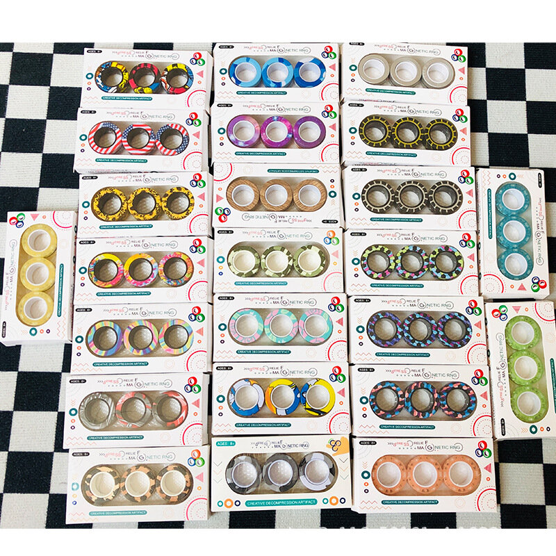 Ensemble d'anneaux magnétiques Spinner Fidget Toy, aimants pour les doigts, instituts d'anlande, thérapie Fidget Pack, cadeau pour adultes, adolescents, enfants, 3 pièces