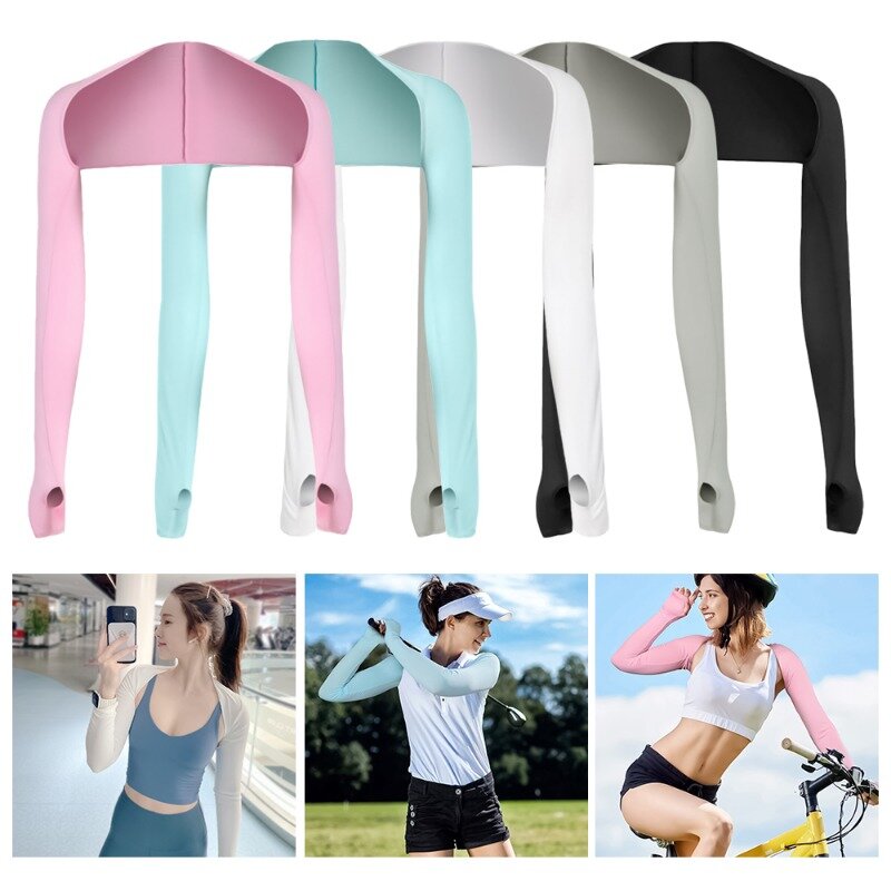 Summer Shawl Arm Sleeves Women Men Solid Color Ice Silk Sun Protection Sleeve Outdoor Cycling Breathable Sleeves Daily Accessory