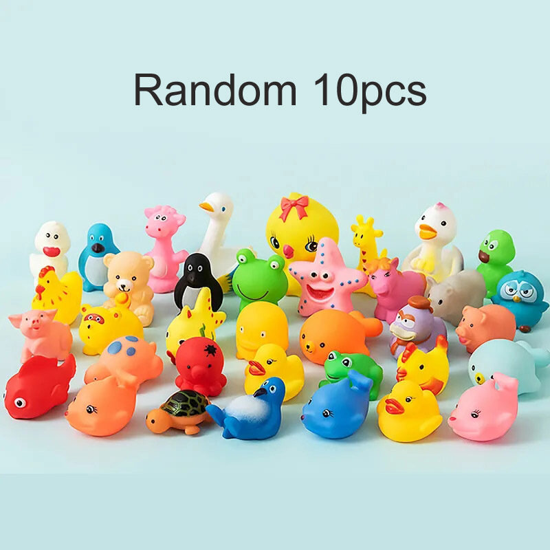 10pcs giocattoli da bagno per bambini simpatici animali nuoto gioco d'acqua galleggiante in gomma morbida spremere suono doccia d'acqua giocattoli per bambini