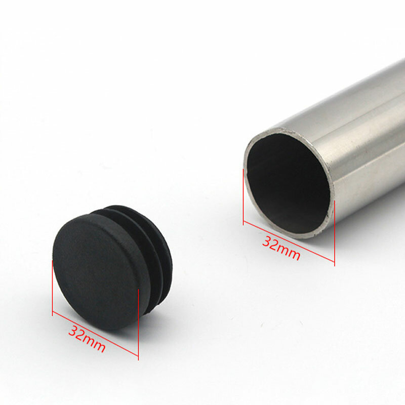 10 pces 12-60mm tubo redondo plug não deslizamento preto plástico inserções tampas de extremidade móveis pés almofadas pé tampas protetores de assoalho