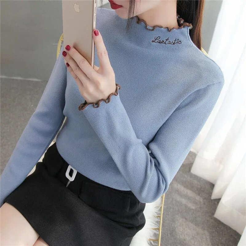 2023 New Autumn Winter Women Turtleneck Sweater Long Sleeve Knitted Soft Jumpers Cashmere Pullovers Basic Sweaters Femme Pull