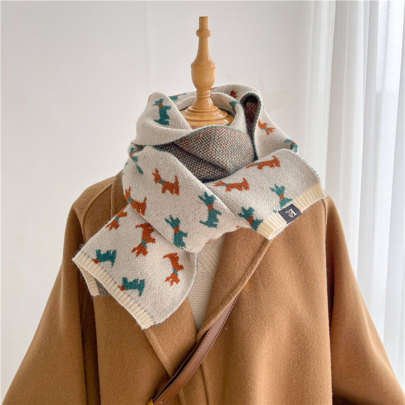 Bufanda de hilo de lana ajustada para mujer, pañuelo de punto cálido a cuadros, chal suave, envolturas de diseño, Echarpe, invierno, nueva moda