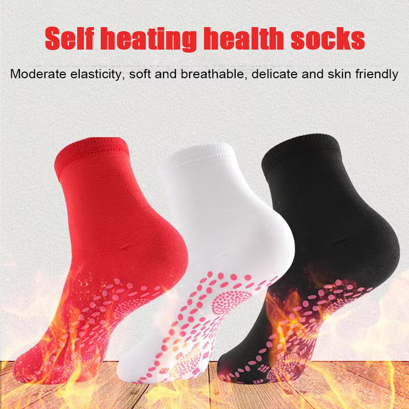 Calzini autoriscaldanti scaldapiedi calzini da massaggio caldi calzini a metà polpaccio in cotone lavabile inverno