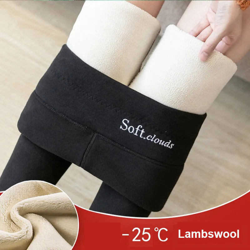 Nowe zimowe damskie zagęścić Lambwool legginsy podszyty polarem spodnie do kostek dorywczo ciepłe spodnie legginsy wysokiej talii Pantalon