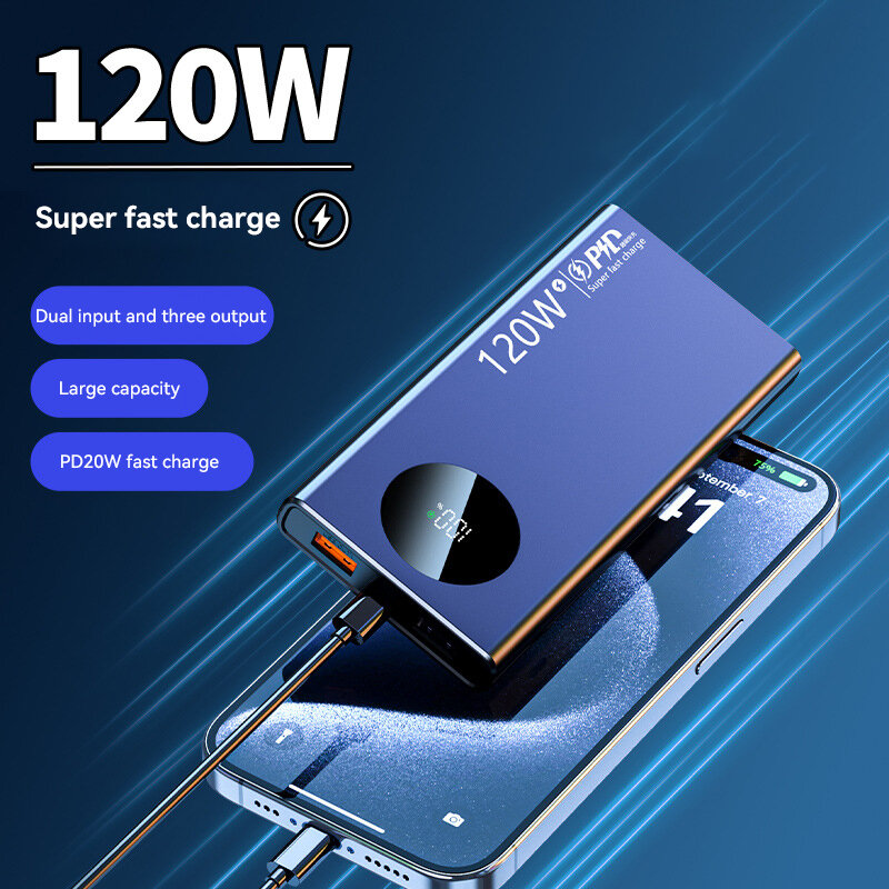 Xiaomi 120W Super szybkie ładowanie 50000mAh cienkie i lekki powerbank akcesoria do telefonów komórkowych zewnętrzna bateria darmowa wysyłka