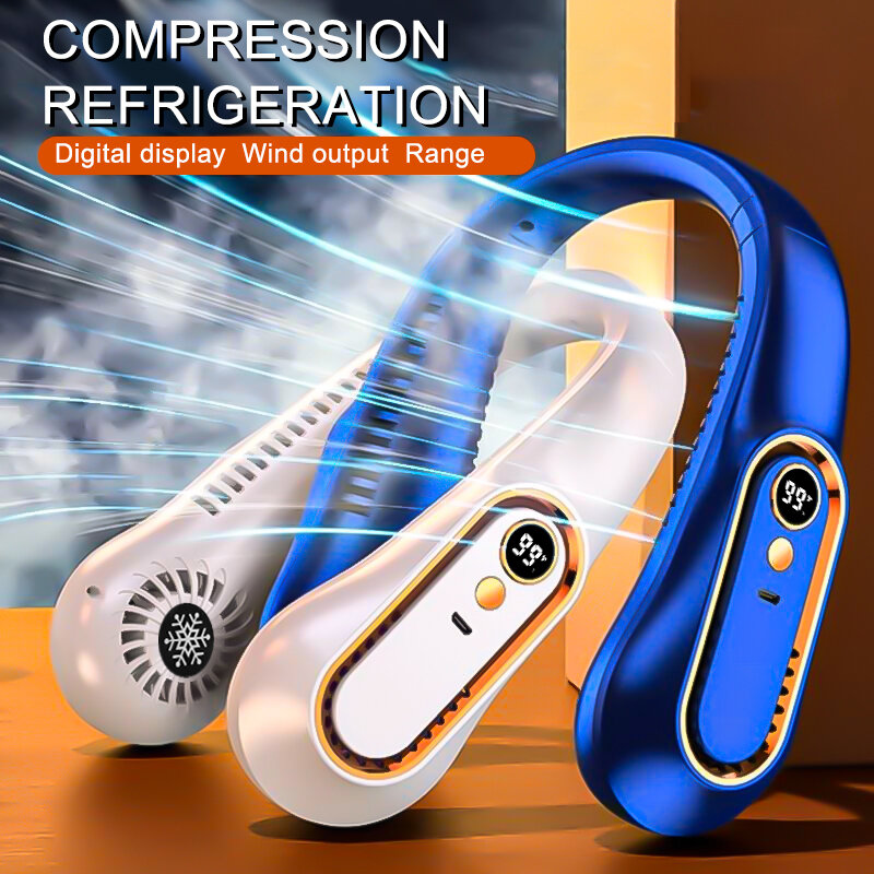 블레이드리스 넥 선풍기, 휴대용 USB 냉각 선풍기, 5 가지 속도, 디지털 디스플레이, 블레이드리스 디자인, 1 PCB