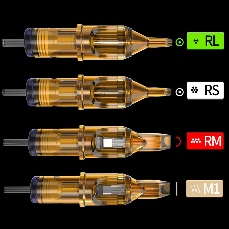20 buah jarum Cartridge tato capung Kuning 1 3 5 7 9 11 13 14 15 RL RM RS M1 untuk mesin tato Aksesori jarum pena