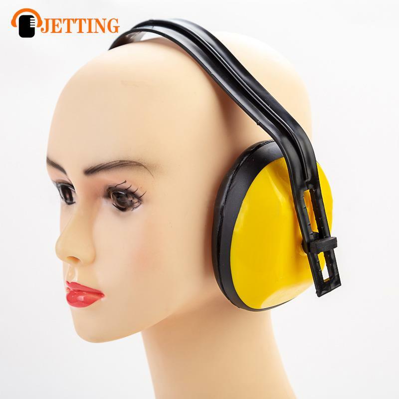 Pelindung telinga plastik Anti guncangan, headphone plastik Anti guncangan, peredam kebisingan, penutup telinga kedap suara, Pelindung pendengaran berburu kuning