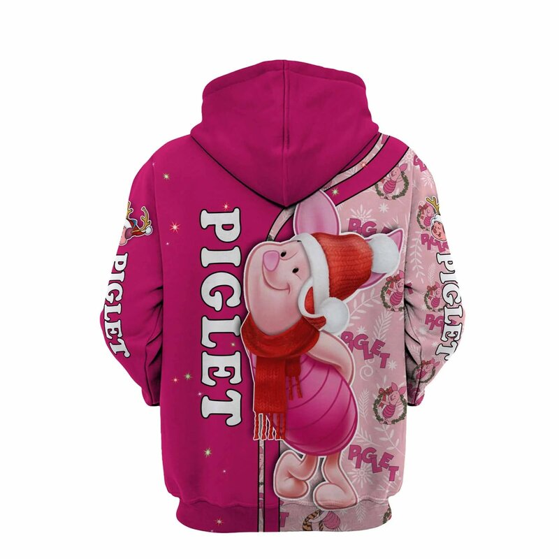 PIGLET Christmas Unisex Hoodie/Zip Hoodie Disney Christmas 3D Hoodie Fashion Casual Sweatshirt