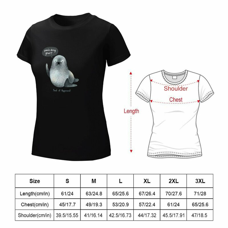 T-shirt gráfica vintage para mulheres, selo de aprovação, roupas fofas, blusa vintage