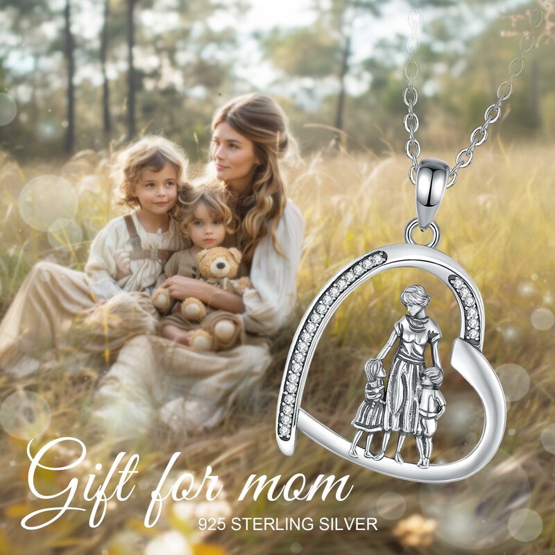 Ожерелье Eudora из стерлингового серебра 925 пробы с подвеской в виде сердца для мам и мальчиков и девочек, винтажное ювелирное изделие, подарок на день матери