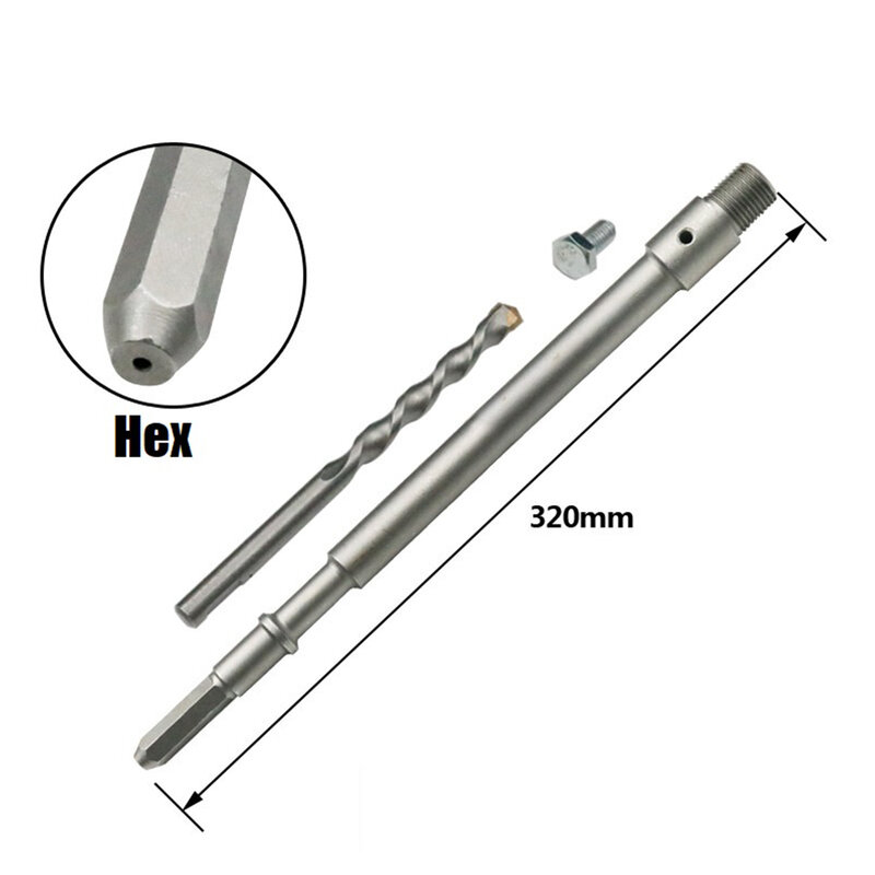 Wall Opener Connecting Rod Hexagonal Handle Carbide Round Rod Hex SDS-Max Shank For Concrete Stone Wall Hole Sawing Power Tools
