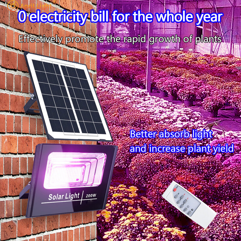 Luz Led Solar para cultivo de plantas, lámpara Phyto de espectro completo, Bombilla hidropónica, tienda de cultivo de semillas de flores de invernadero, 200W, IP66