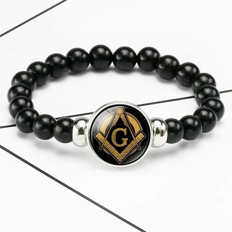 10 Design Mysterious Masonic badge Beaded Time gem bracelet freemason Signet Masonic Bracelets Jewelry for men women