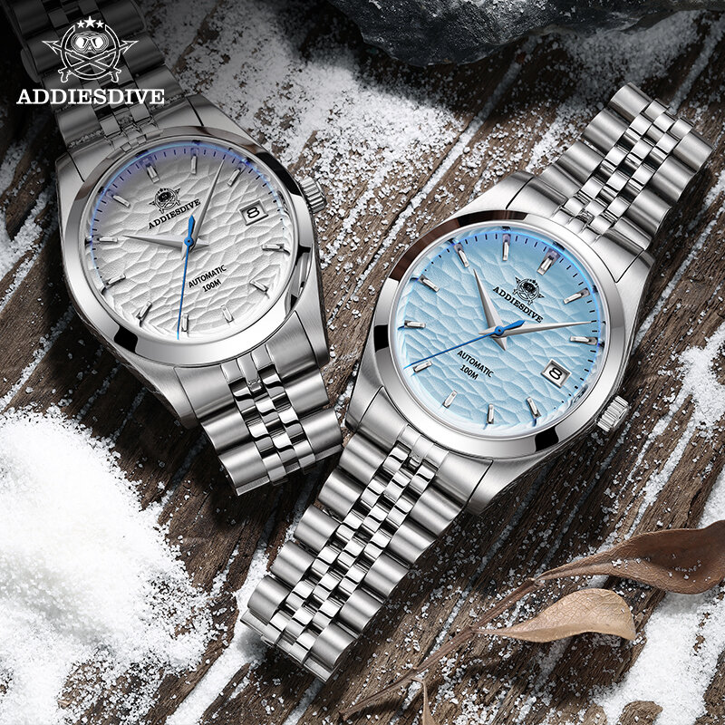 ADDIESDIVE Watch for Men 39mm Automatic Sapphire NH35 Mechanical 316L Stainless Steel 10Bar Waterproof Wristwatches Dress Watch