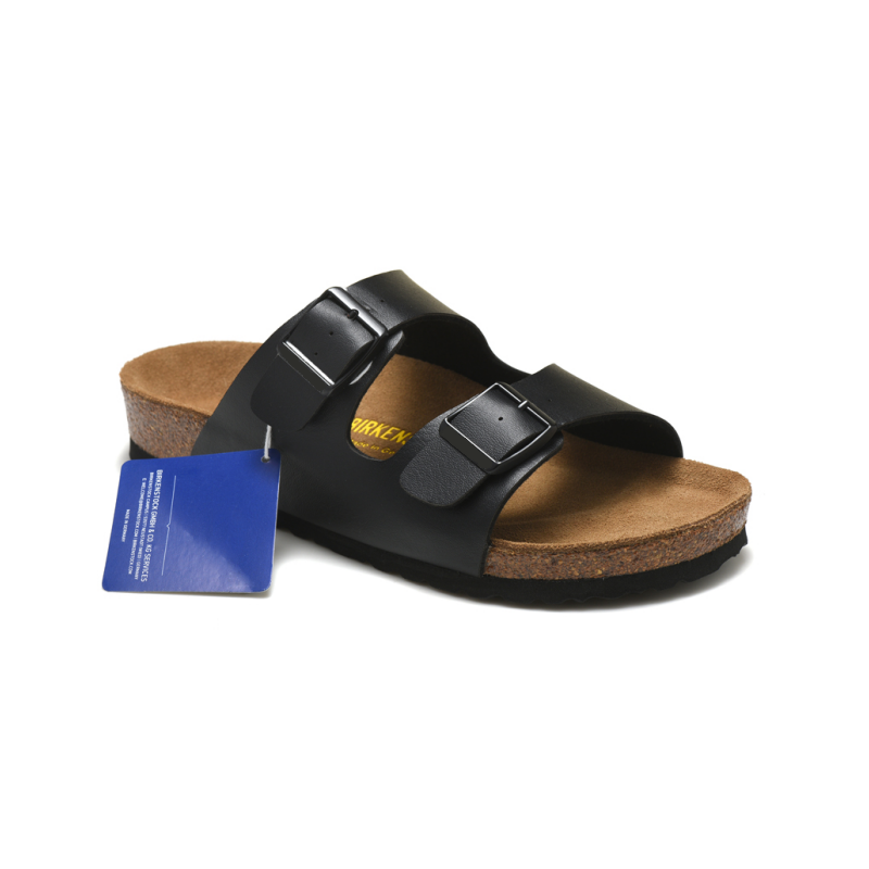 Birken-Zapatillas de corcho de playa para hombre y mujer, sandalias de cuero con doble botón, informales, para verano