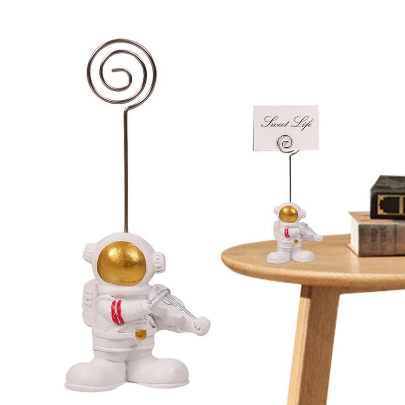 Place Card Holder Memo Holder Clip Gloden Astronaut Desktop Picture Stand Mini Resin Photo Display Clips Creative Photo Clips