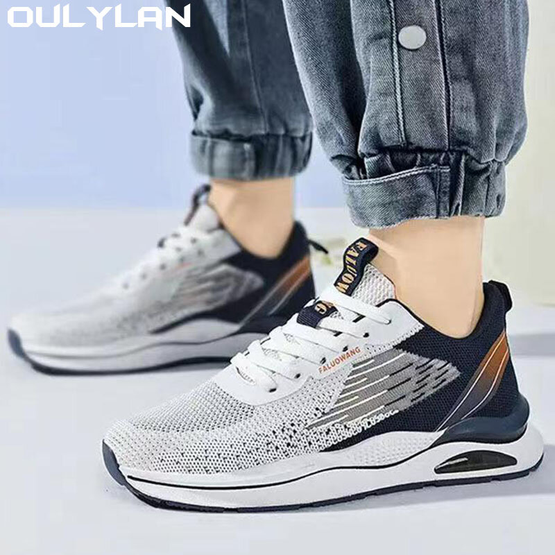 Oulylan-Zapatillas deportivas de malla para hombre, zapatos informales transpirables, cómodos, con plataforma, para correr al aire libre, Tenis
