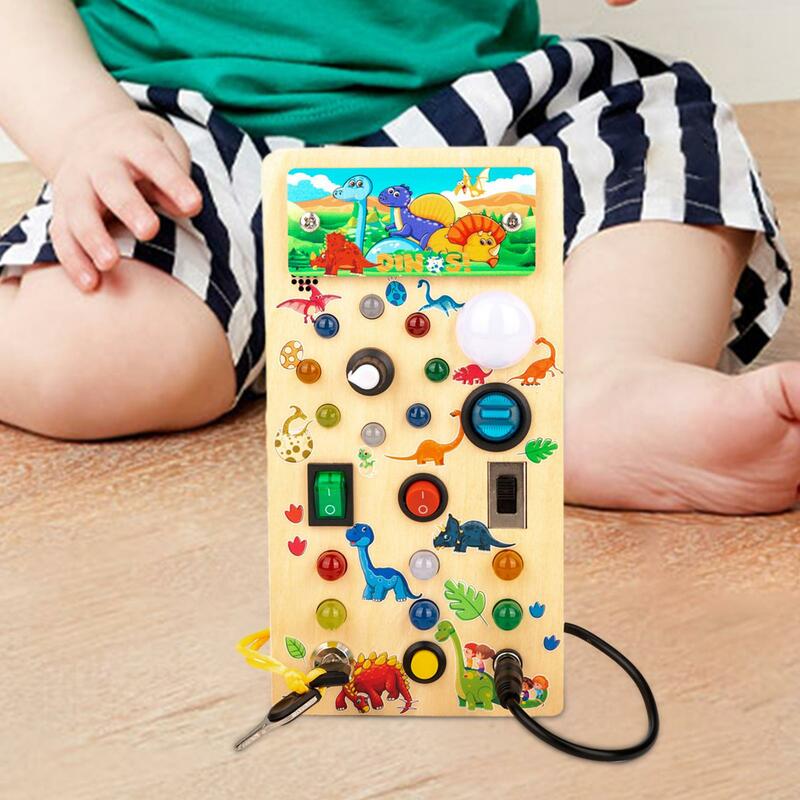 Montessori mainan edukasi bayi, papan LED sibuk dengan musik Dini