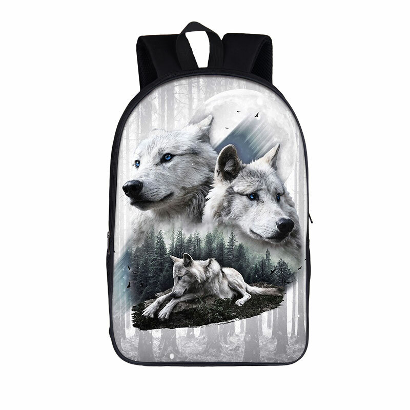 Wolf / Husky Dog Print Backpack Men Women Casual Rucksack Children School Bags for Teenager Girls Boys Daypack Student Book Bag