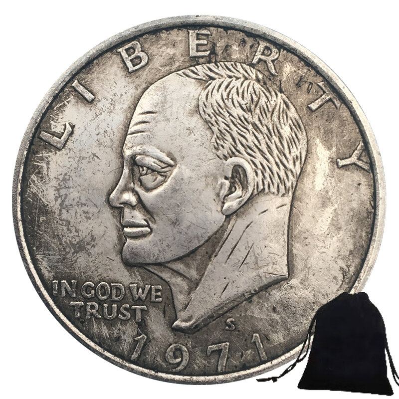 Luxury 1971 Liberty Eisenhower Half-Dollar Fun Couple Art Coin/Nightclub Decision Coin/Lucky Commemorative Pocket Coin+Gift Bag