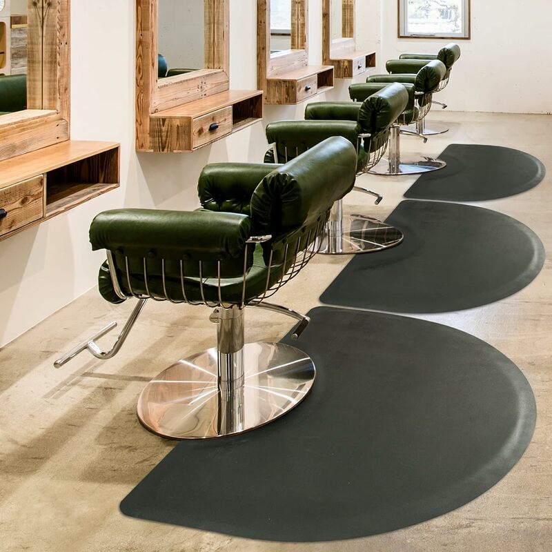 Keset Salon 3 selamat tinggal, tikar kursi toko tukang cukur, tikar lantai anti-lelah, tikar Salon Semi lingkaran hitam untuk penata rambut-5/8 "tebal