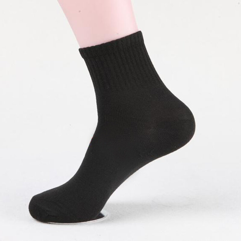 ถุงเท้าผ้าฝ้ายลำลองนักธุรกิจผู้ชาย1คู่ถุงเท้าถุงเท้าเจลนิ่มระบายอากาศถุงเท้าสีทึบยาวปานกลาง