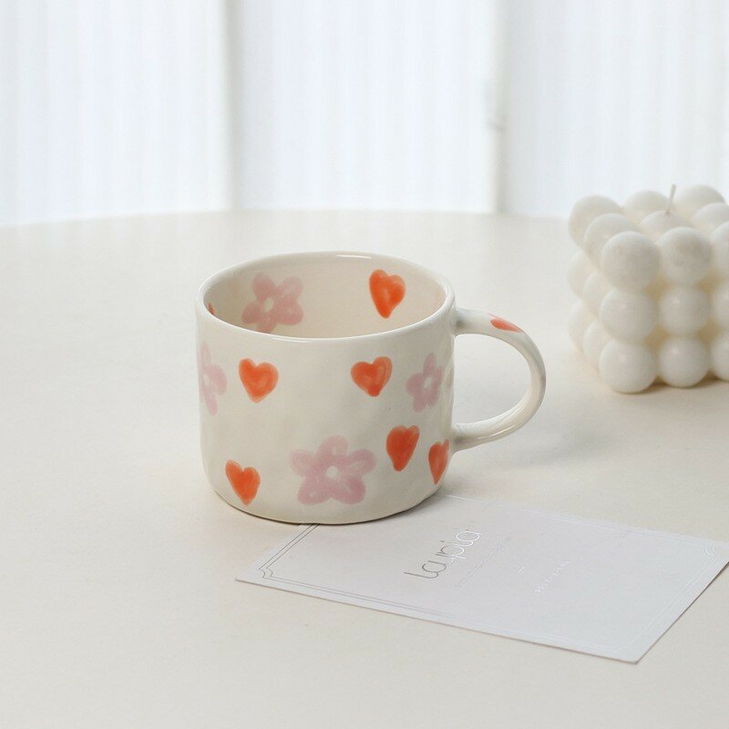 Cute Ceramic Mug Creative Hand Made Coffee Cup Couples Cup Breakfast Milk Tea Mug Mother's Day Gift Wedding Gift