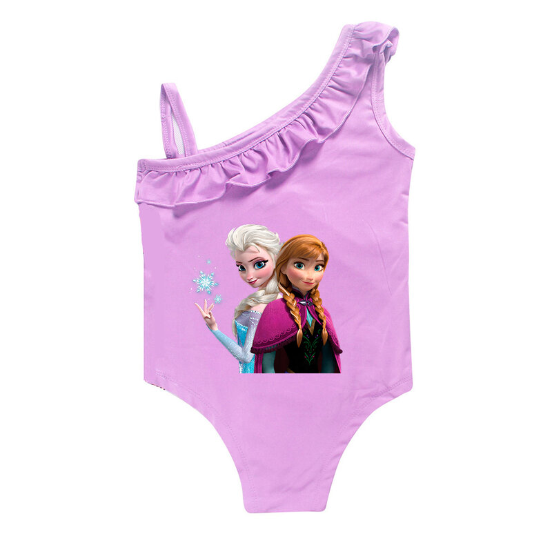 Mrożona Anna Elsa 2-9Y maluch strój kąpielowy dla dzieci jednoczęściowy strój kąpielowy dla dziewczynek z kreskówek strój kąpielowy dziecięcy kostium kąpielowy
