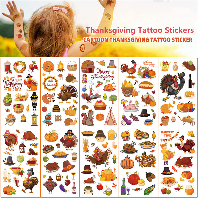 10 pz/set adesivi per tatuaggi di Halloween zucca impermeabile divertente cartone animato adesivo temporaneo per il viso forniture per feste Decor giocattoli per bambini regali