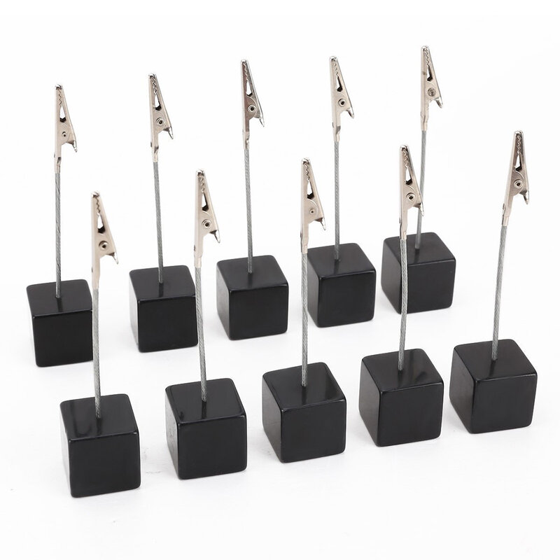 Card Holder square  Memo Holder Card Clip Photo Office Holder Note - 10 pieces (Black)