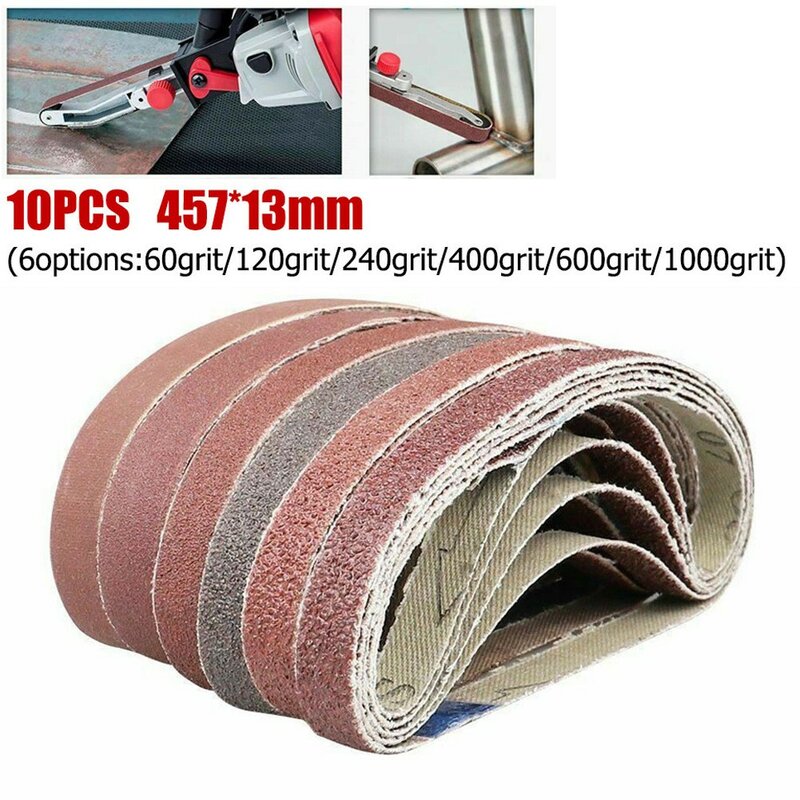 10ชิ้น457X13มม. สายขัดกระดาษทรายสายพานกระดาษทรายขนาด60-1000สายลับมีดสำหรับไม้พลาสติกโลหะ