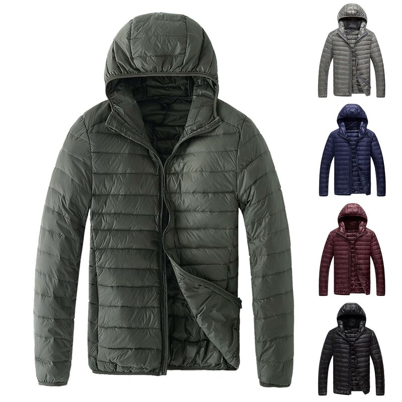 남성용 단색 파카 코튼 패딩 후드 긴팔 코트, 겨울 슬림핏 오버코트, 기본 아웃웨어 재킷 코트, 따뜻한 캐주얼 재킷