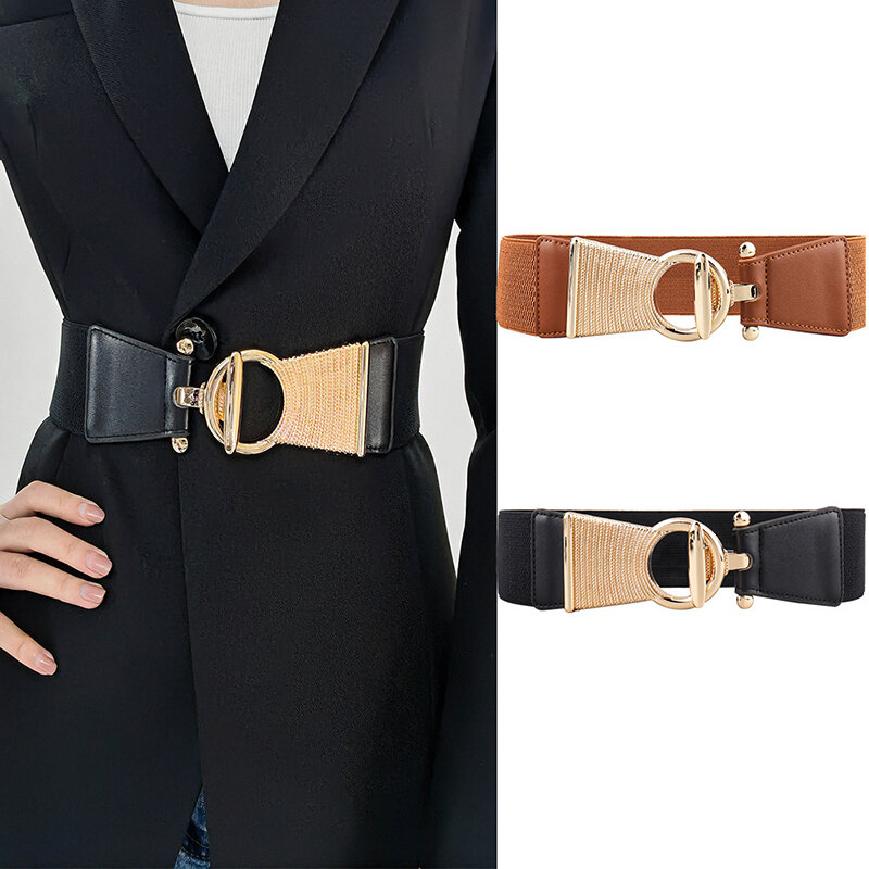 Fivela decorativa elástica das mulheres Cintura, cintos largos elásticos, cinto cinch para vestidos, camisola