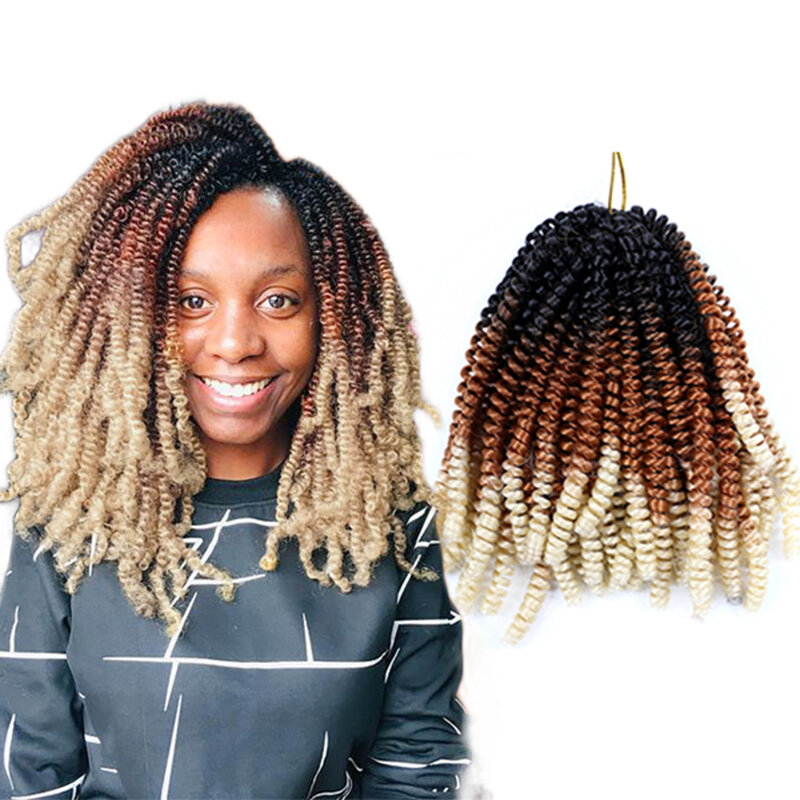 Julianna High Quality Kanekalon 8Inch 12Inch Ombre African Curls Spring Twist Synthetic Crochet Braiding Hair Extensions