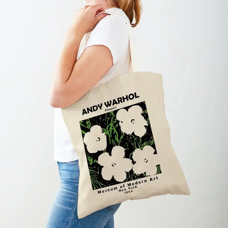 Andy WarAlcohol bolsa de compras para mulheres, arte vintage, abstrato, dupla impressão, Lady Canvas casual, sacolas de compras, BBA172
