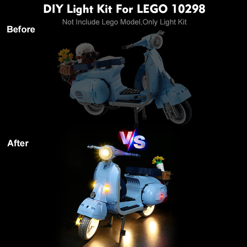 Vonado LED Light Kit per il 10298 Roman Holida Vespa 125 Building Blocks Set giocattoli per bambini, non includere il modello