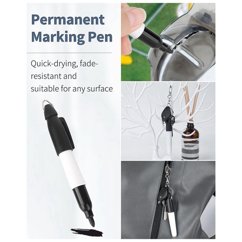 Mini Sleutelhanger Zaklampen En Permanente Markering Pennen Set Draagbare 12 Lumen Batterij Aangedreven Led Toortsen En Marker Pennen Kit 12 Stuks
